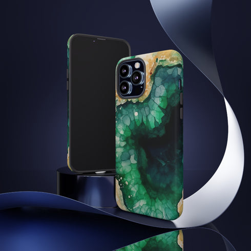 Green Geode in Watercolor - Impact Resistant Phone Case